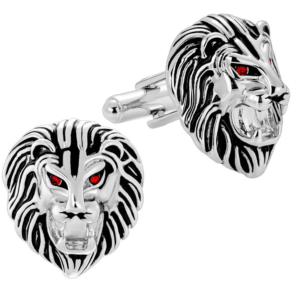 Vintage Lion Head Cufflinks for Men with Gift Box