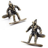 Vintage Style Skier/Slider Skiing Bronze Cufflinks for Mens