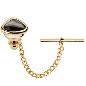 Hand Polished Stone Tie Pin with Chain for Men