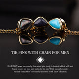 Hand Polished Stone Tie Pin with Chain for Men