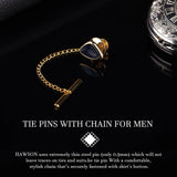 Hand Polished Stone Tie Pin with Chain for Men