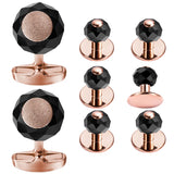 Faceted Stone Tuxedo Shirt Stud Set Cufflinks 8PCS