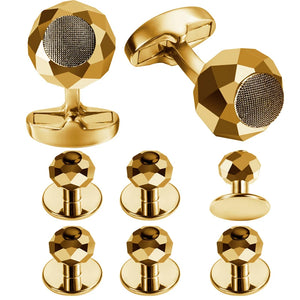 Faceted Stone Tuxedo Shirt Stud Set Cufflinks 8PCS