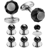Faceted Stone Tuxedo Shirt Stud Set Cufflinks 8PCS