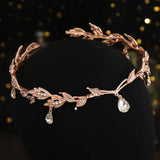HB13 Water Drop Wedding Hair Accessories Crystal Crown Forehead Headband
