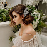 HB42 Alloy Leaf Wedding Hair Comb Crystal Tiara Hair Clip
