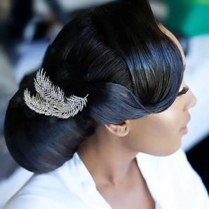 HB42 Alloy Leaf Wedding Hair Comb Crystal Tiara Hair Clip