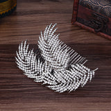 HB42 Alloy Leaf Wedding Hair Comb Crystal Tiara Hair Clip