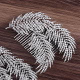 HB42 Alloy Leaf Wedding Hair Comb Crystal Tiara Hair Clip