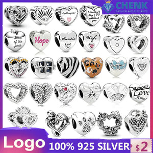 925 Sterling Silver Chinese Heart Charms for Jewelry Making