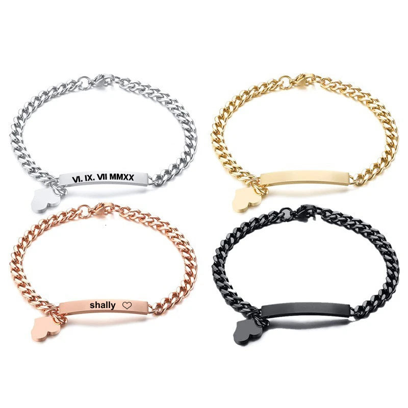 Women's Stainless Steel Heart Dangle Bracelet