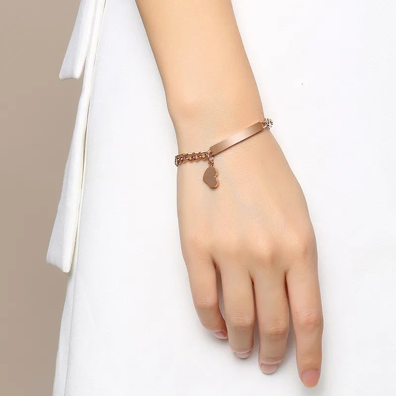Women's Stainless Steel Heart Dangle Bracelet