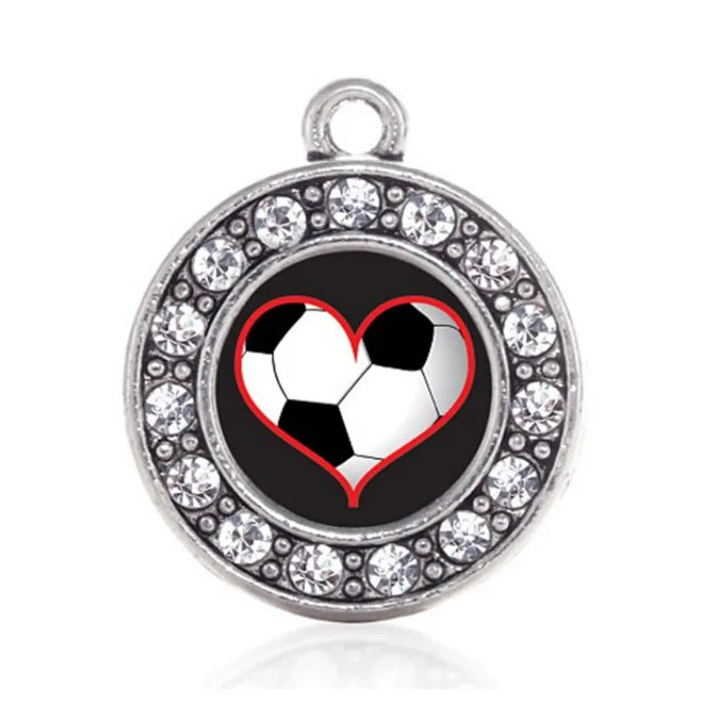 Soccer Player Heart Square Charm Pendant