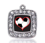 Soccer Player Heart Square Charm Pendant