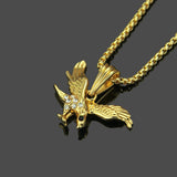 Halloween Hip Hop Rap Necklace 18K Eagle Pendant Necklace