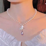 Natural Freshwater Pearl Butterfly Necklace for Women
