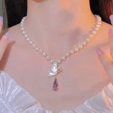 Natural Freshwater Pearl Butterfly Necklace for Women