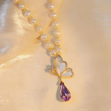 Natural Freshwater Pearl Butterfly Necklace for Women