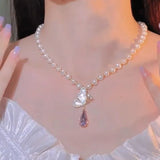Natural Freshwater Pearl Butterfly Necklace for Women