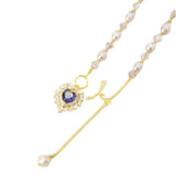 HECAN Freshwater Pearl Necklace Purple Love Pendant Fine Jewelry