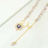 HECAN Freshwater Pearl Necklace Purple Love Pendant Fine Jewelry