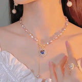 HECAN Freshwater Pearl Necklace Purple Love Pendant Fine Jewelry