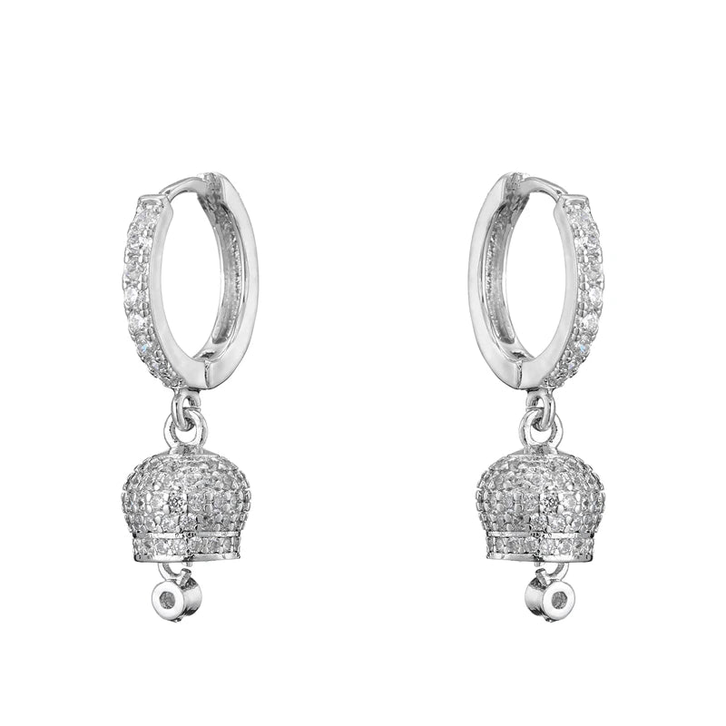 Small Bell Earrings, Jingle Bell Jewelry, Rhinestone