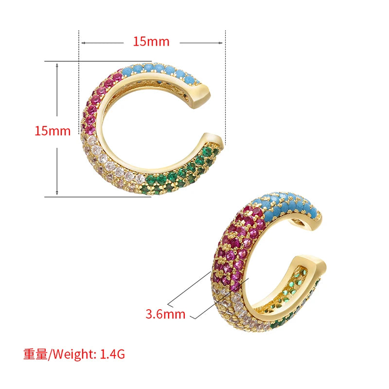 Round Rainbow Ear Cilp for Women Earrings VE131