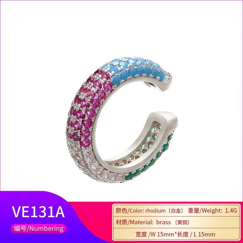 Round Rainbow Ear Cilp for Women Earrings VE131