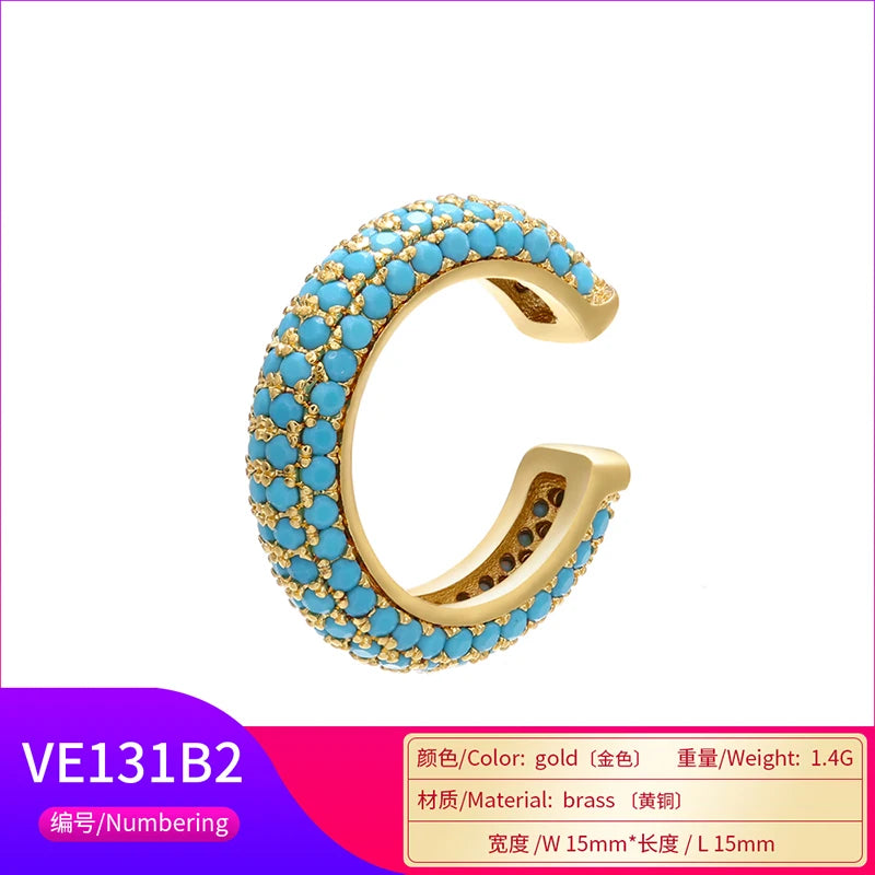 Round Rainbow Ear Cilp for Women Earrings VE131