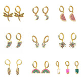 HECHENG CZ Small Hoops Rainbow Earrings Wholesale Gold Silver For Women VE56