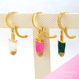 HECHENG CZ Small Hoops Rainbow Earrings Wholesale Gold Silver For Women VE56