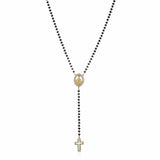 HECHENG Christ Cross Necklace for Women Stainless Steel Rainbow Stone