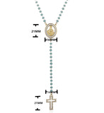 HECHENG Christ Cross Necklace for Women Stainless Steel Rainbow Stone