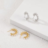 18K Plated Pearl Ear Studs with Zircon, Wedding Access