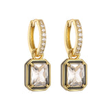 HECHENG Colorful Zircon Enamel Earrings 18K Plated Jewelry