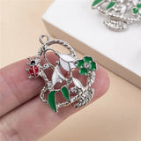 10Pcs Four-Leaf Heart Rhinestone Charms Pendent DIY Bracelet Necklace