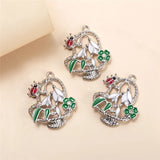 10Pcs Four-Leaf Heart Rhinestone Charms Pendent DIY Bracelet Necklace