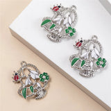10Pcs Four-Leaf Heart Rhinestone Charms Pendent DIY Bracelet Necklace