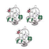10Pcs Four-Leaf Heart Rhinestone Charms Pendent DIY Bracelet Necklace