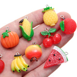 20pcs Mixed Resin Fruits Charms Grape Banana Pendant DIY Earrings Necklace