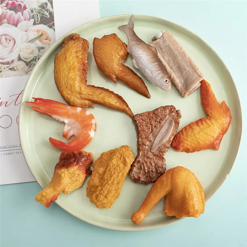 5pcs Mixed Style Chicken Leg Wings Pendant DIY Keychain Decoration
