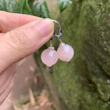 Rose Quartz Drop Earrings 925 Sterling Silver Gemstone Jewelry
