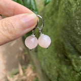 Rose Quartz Drop Earrings 925 Sterling Silver Gemstone Jewelry