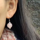 Rose Quartz Drop Earrings 925 Sterling Silver Gemstone Jewelry