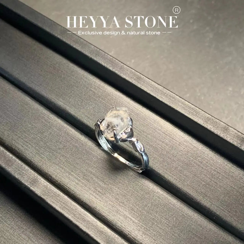 Natural Herkimer Diamond Ring 925 Silver Plated Fine Jewelry