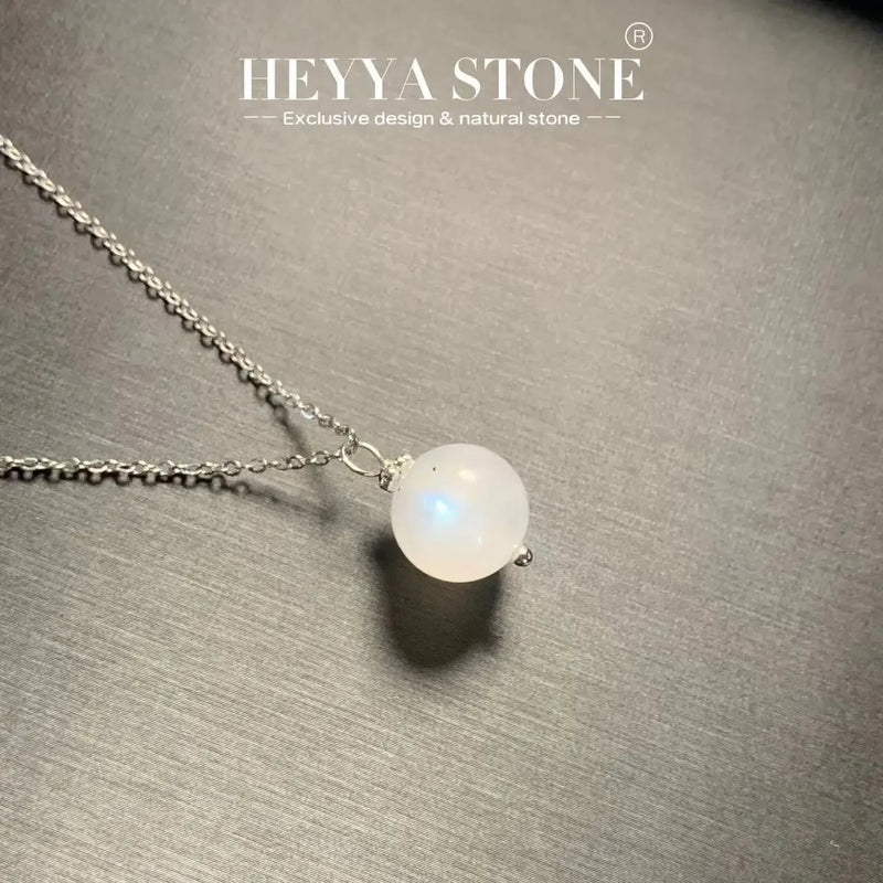 Natural Moonstone Pendant Necklace 925 Silver Plated Fine Jewelry