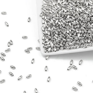 100-400pcs 3X6/4x8mm CCB Oval Beads Silver Plated DIY Jewelry Making