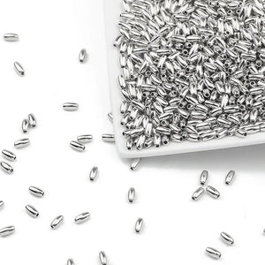 100-400pcs 3X6/4x8mm CCB Oval Beads Silver Plated DIY Jewelry Making