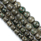 Natural Green Carnelian Tibetan Dzi Eyes Beads 8/10/12MM Round Loose Bead
